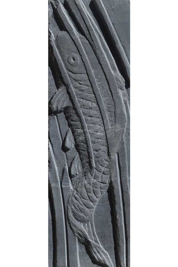 Stone carving of carp