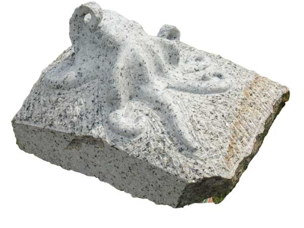 Stone carving of octopus
