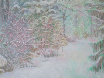 Painting: Out the kitchen window, winter